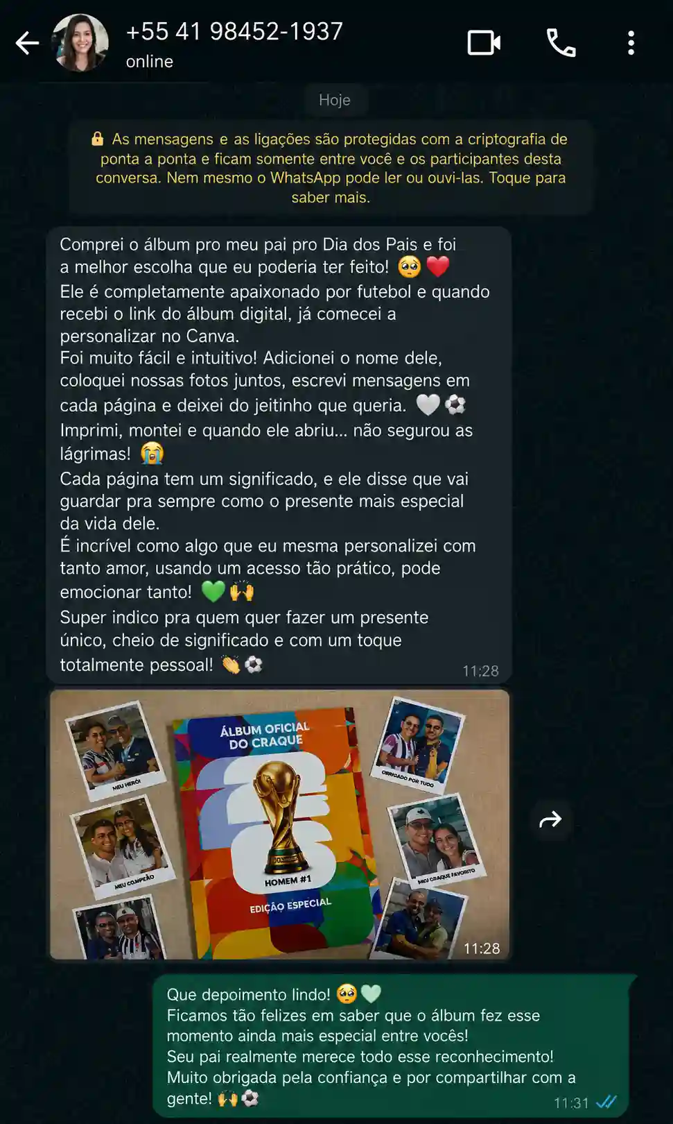 Depoimento de cliente satisfeito